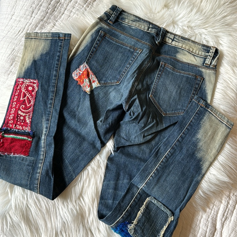 F R E E P E O P L E Patchwork Boho Skinny Jeans - image 4